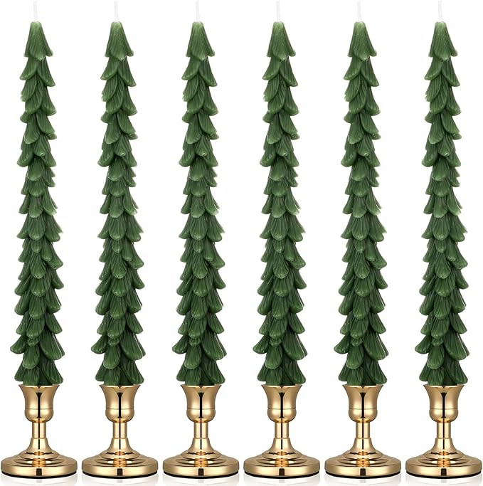 Christmas Tree Candles with Candle Holder Christmas Tree Shaped Taper Candles Christmas Decorativ... | Amazon (US)