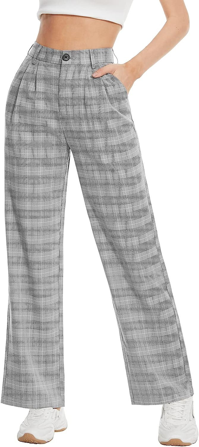 Tapata Womens Wide Leg High Waist Straight Leg Casual Pants Stretch Comfy Pockets Relaxed Fit | Amazon (US)