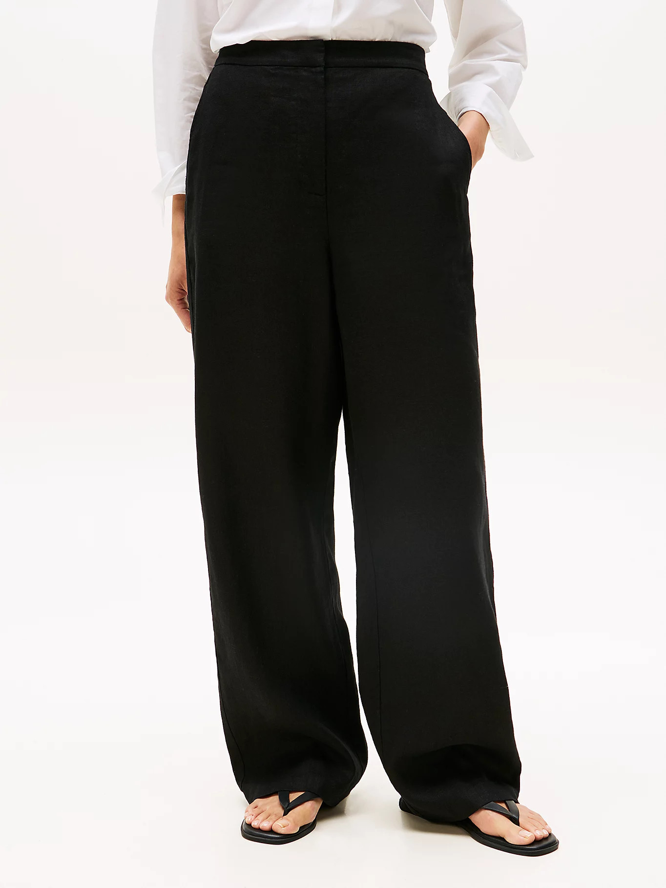 Linen Blend Tailored Straight Leg Trousers | Tommy Hilfiger UK