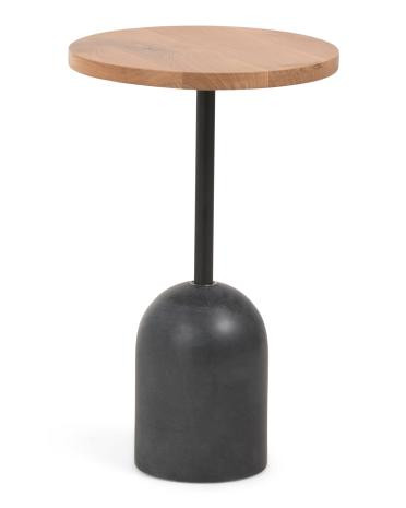 14x22.5 Fay Oak Solid Marble Base Accent Table | TJ Maxx