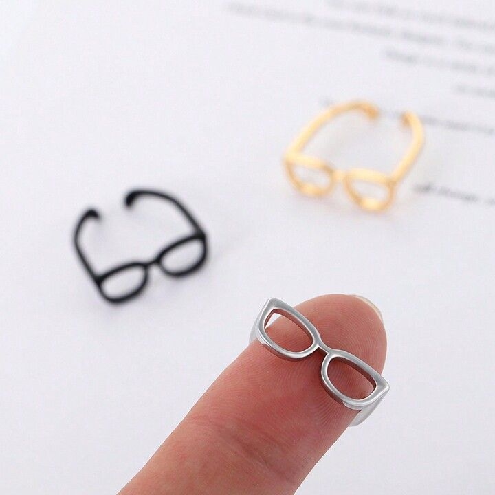 1pc Miniature Glasses Design Ring Fashionable Irregular Opening Couple's Ring With Unique Design | SHEIN