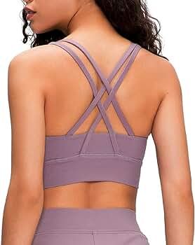 Lavento Women's Strappy Sports Bra Long Line Medium Support Energy Workout Training Top | Amazon (US)