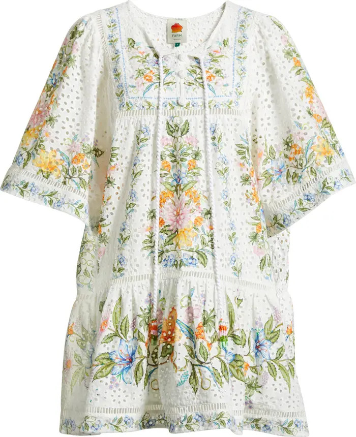 FARM Rio Sweet Bloom Bouquet Cotton Eyelet Cover-Up Minidress | Nordstrom | Nordstrom