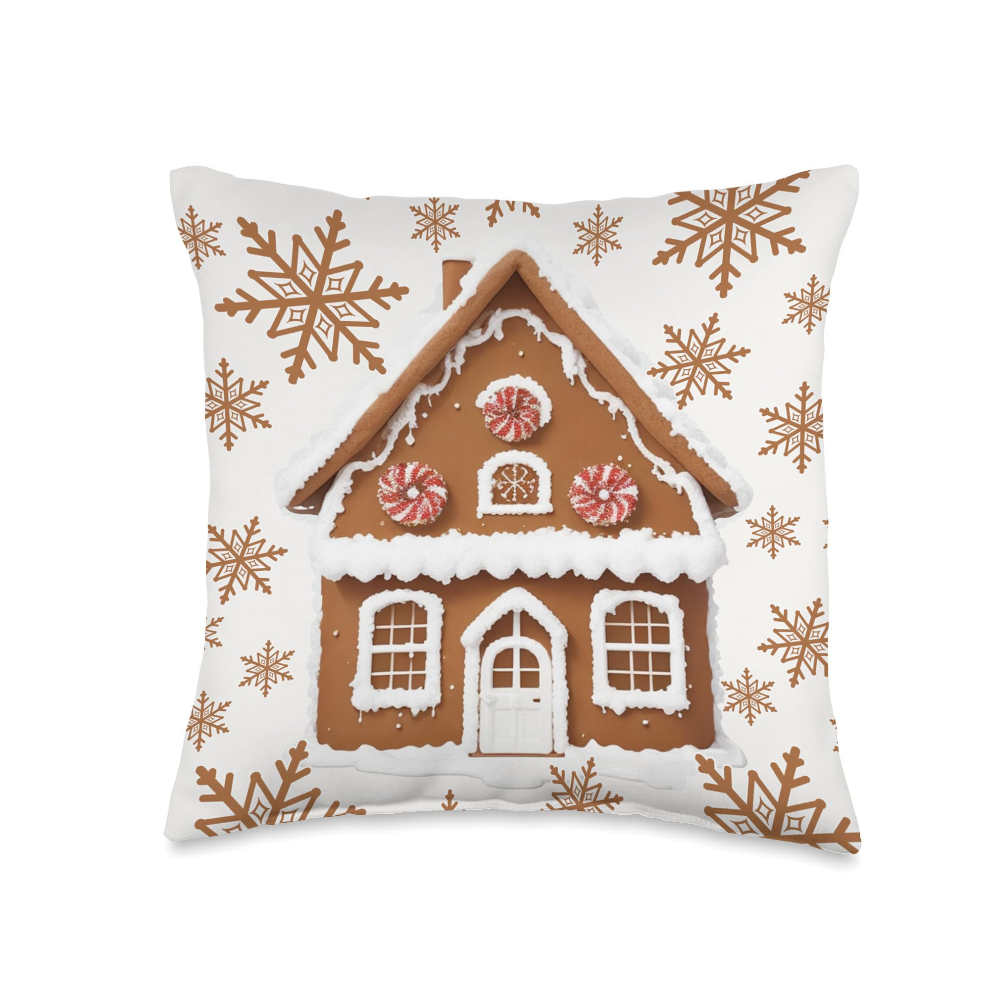 Gingerbread Houses and Snowflakes Cute Christmas Throw Pillow | Amazon (US)