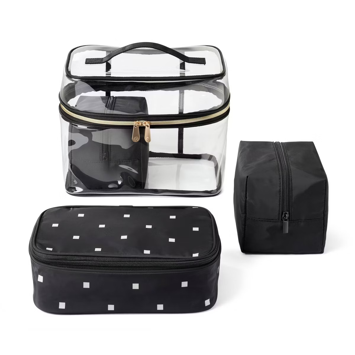 Sonia Kashuk™ Travel Train Case Makeup Bag Set - 4pc: Clear & Black, 4 Compartments | Target