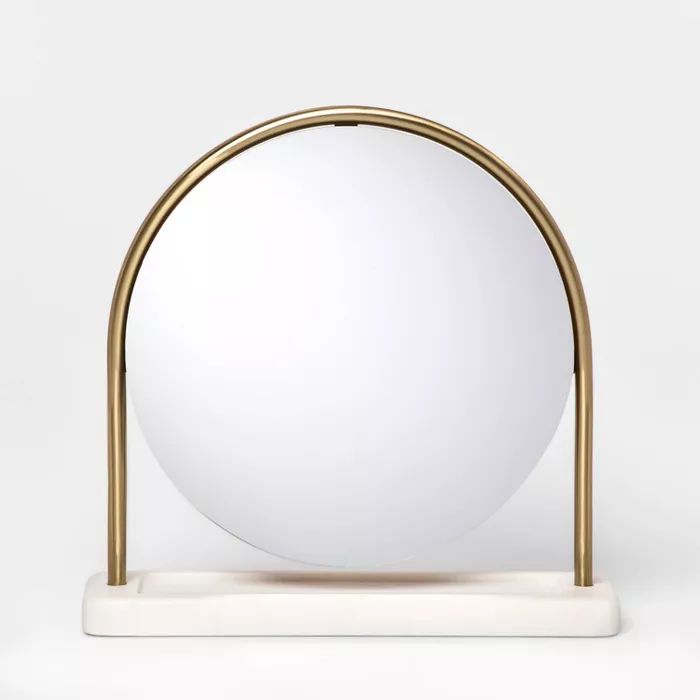 14.5" x 4" Metal Vanity Mirror with Marble Base Gold/White - Project 62™ | Target