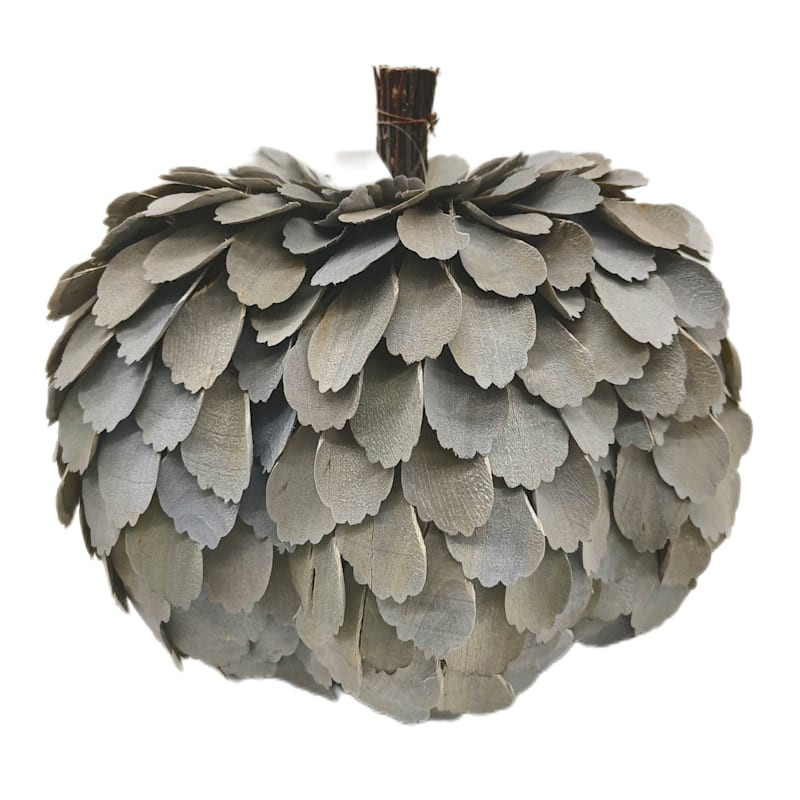 Grey Wood Curl Pumpkin, 9.5" | At Home