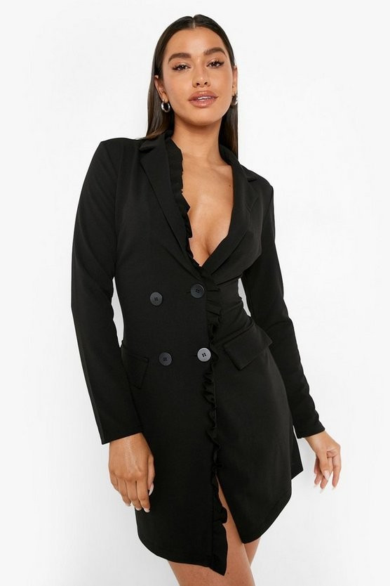 Ruffle Edge Blazer Dress | Boohoo.com (US & CA)