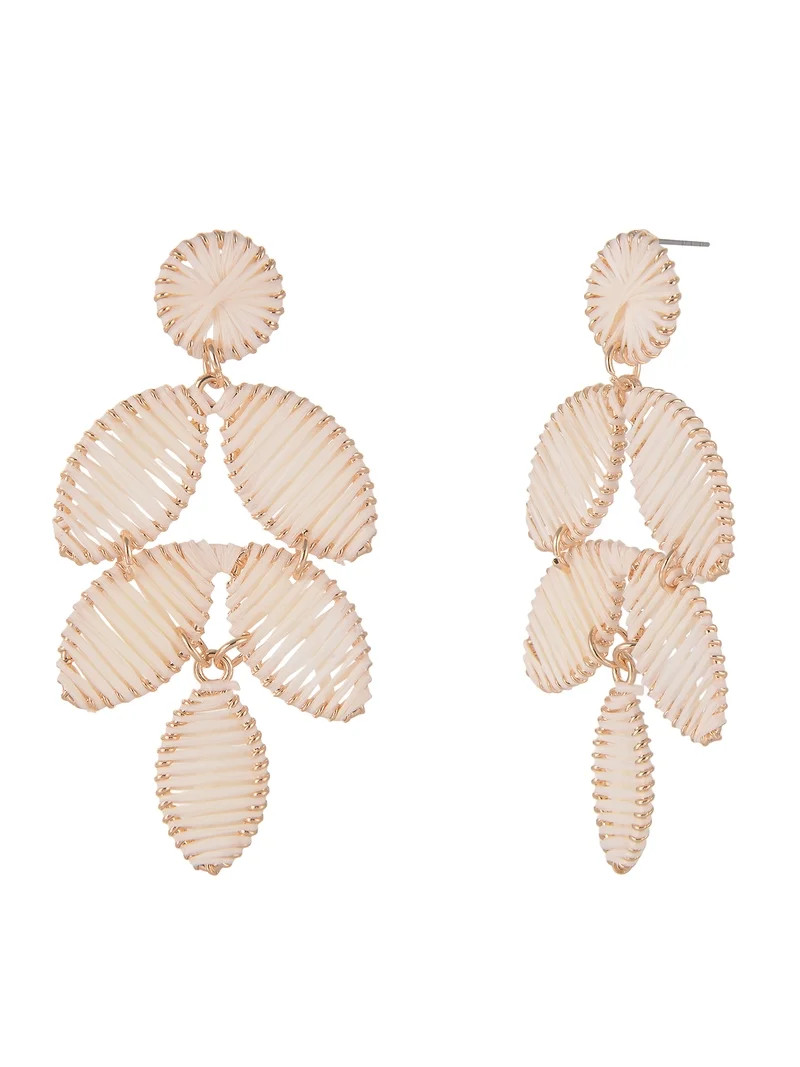 Time and Tru Goldtone Ivory Raffia Leaf Drop Earring | Walmart (US)