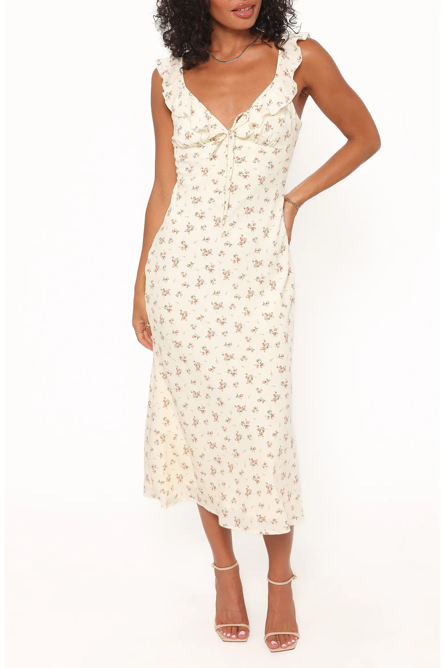Sansa Ditsy Floral Deep V-Neck Midi Dress (Women) | Nordstrom | Nordstrom