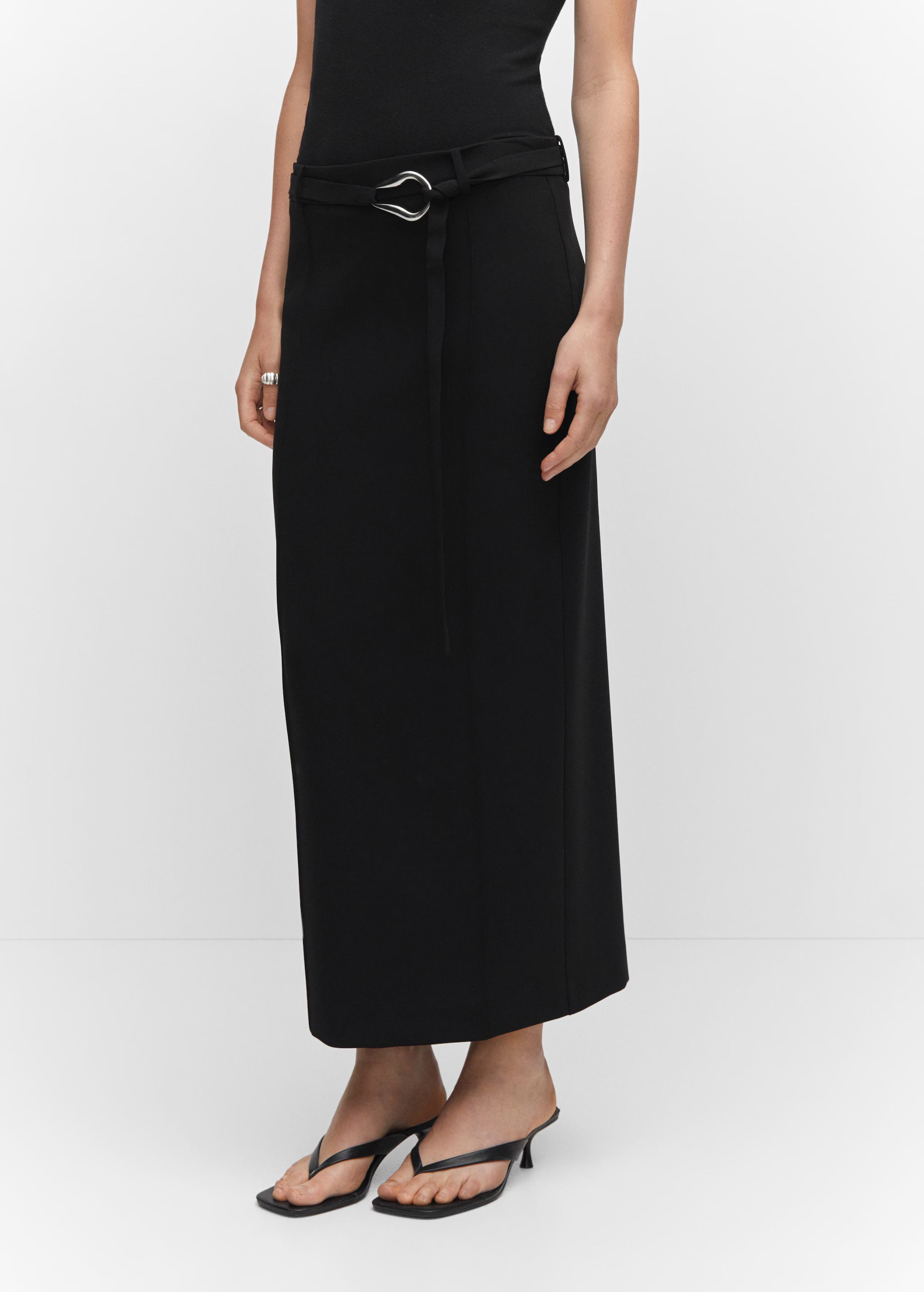 Skirt with slit and belt - Woman | MANGO United Kingdom | MANGO (UK)