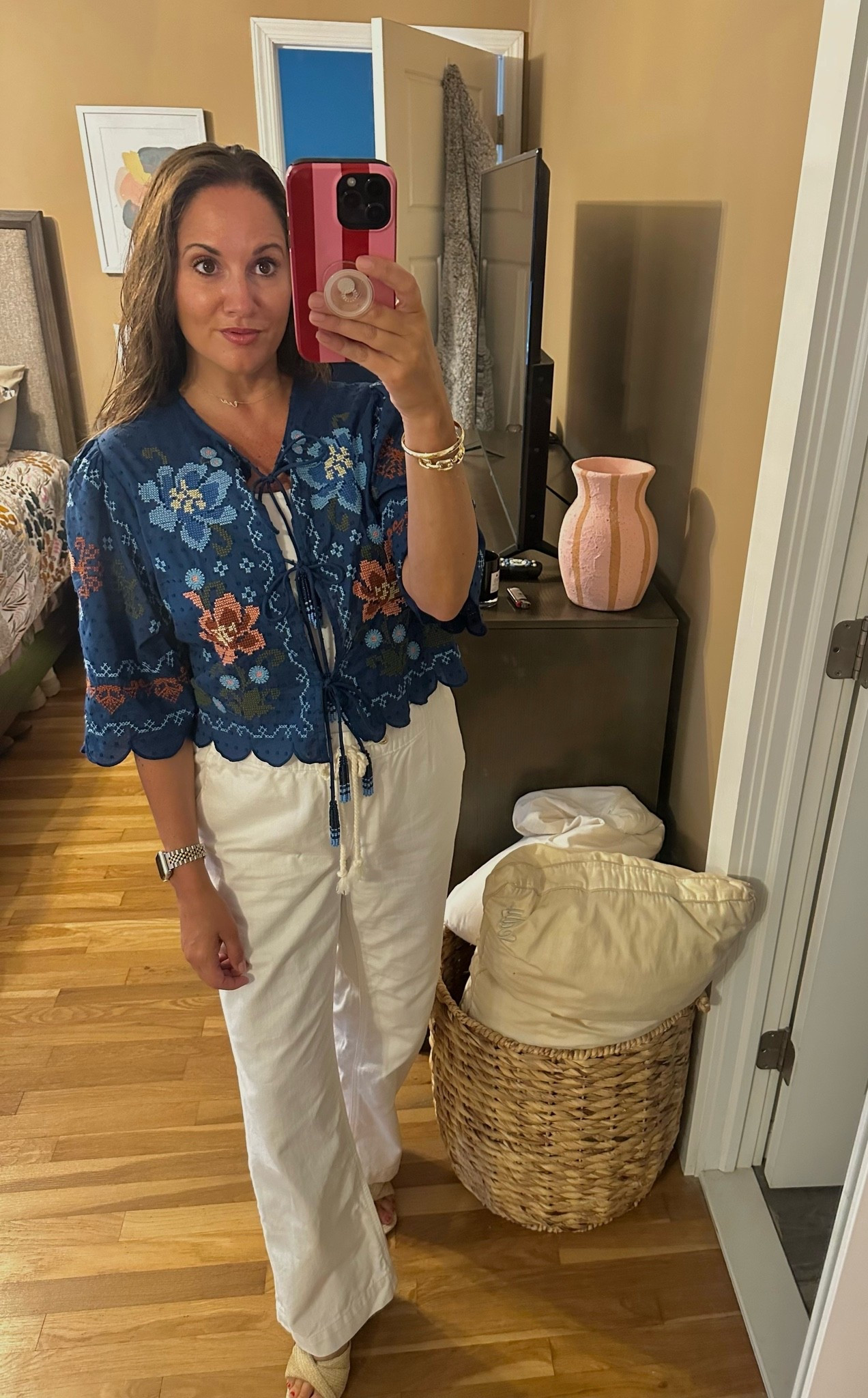 This #FarmRio top is SO fun. It’s on sale — I got it for $50 but it looks like the price went up again. Keep checking for sales! The embroidery and details are really beautiful on this.

#LTKootd #LTKSeasonal #LTKOver40