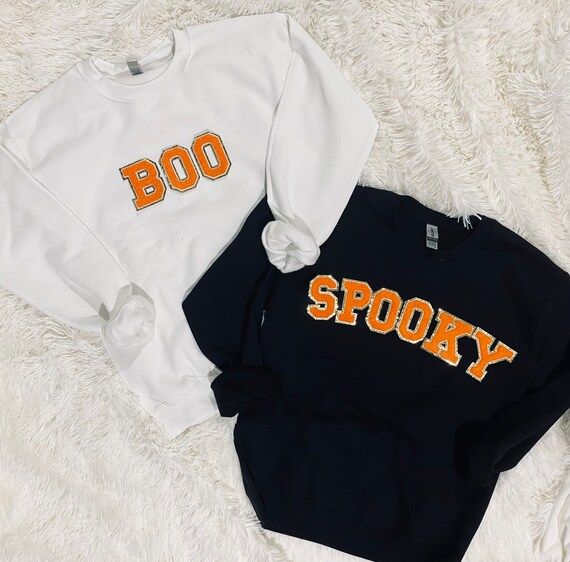 Halloween Chenille Patch Sweatshirt  Boo Spooky  Varsity - Etsy | Etsy (US)