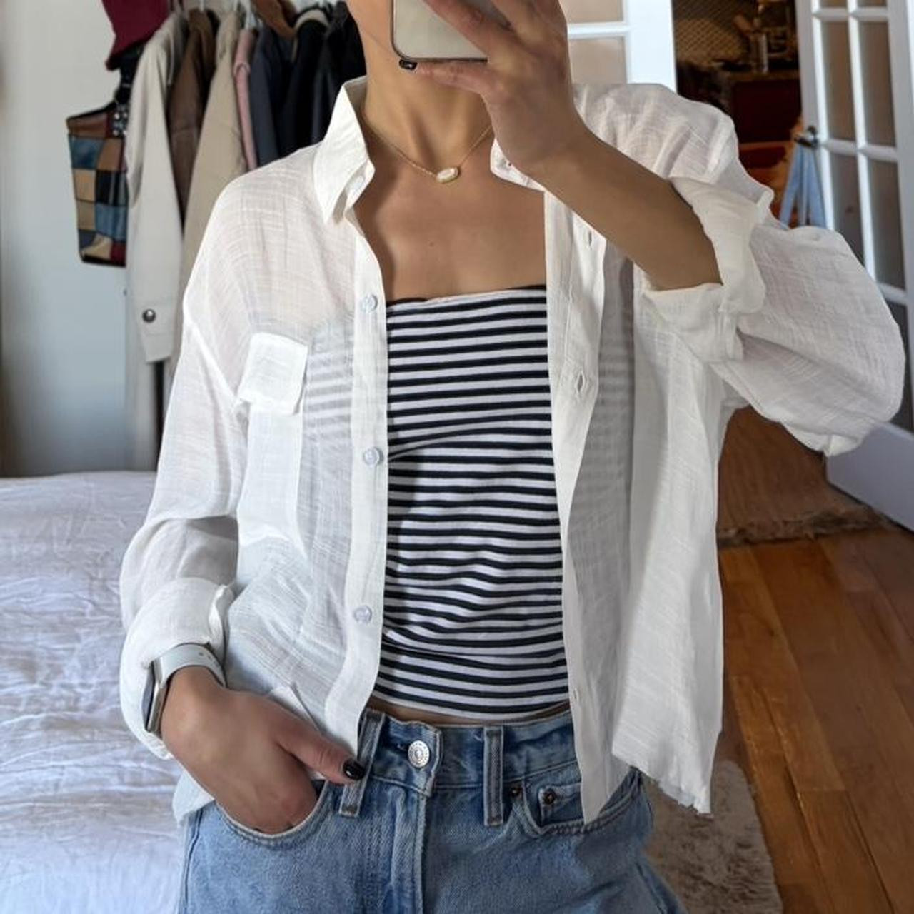 American Vintage Women's Shirt - White - XS | Depop US
