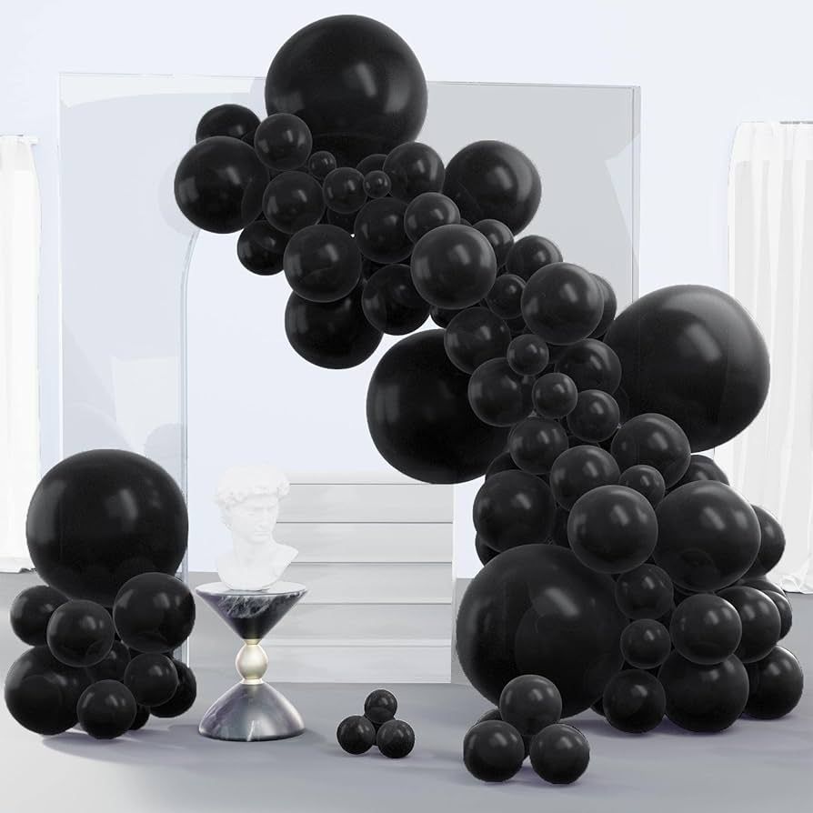 PartyWoo Black Balloons, 140 pcs Matte Black Balloons Different Sizes Pack of 18 Inch 12 Inch 10 ... | Amazon (US)