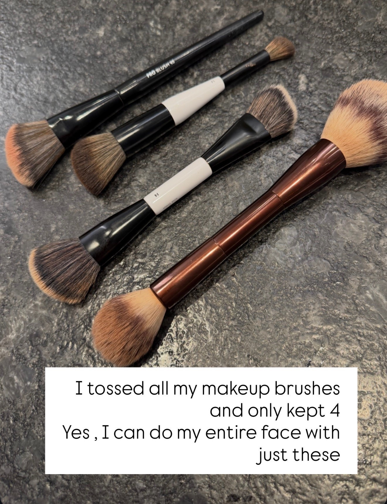 I seriously simplified my makeup routine and kept just four brushes. The double ended designs cover everything I need for foundation, blush, bronzer, powder and eyes, plus they take up so much less room in my makeup bag.

makeup brushes, double ended makeup brushes, makeup essentials, beauty favorites, makeup routine, foundation brush, blush brush, bronzer brush, makeup bag essentials, beauty tools, annabrstyle

#LTKgrwm #LTKBeauty #LTKTravel
