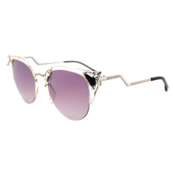 Fendi FF 0041 9EX Iridia Rose Palladium Plastic Cat-Eye Sunglasses with Violet Gradient Lens | Bed Bath & Beyond