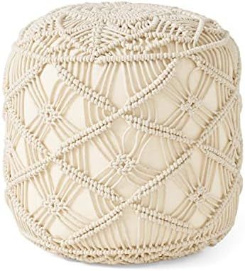 Christopher Knight Home Makenzie Macrame Cube Pouf, Natural | Amazon (US)