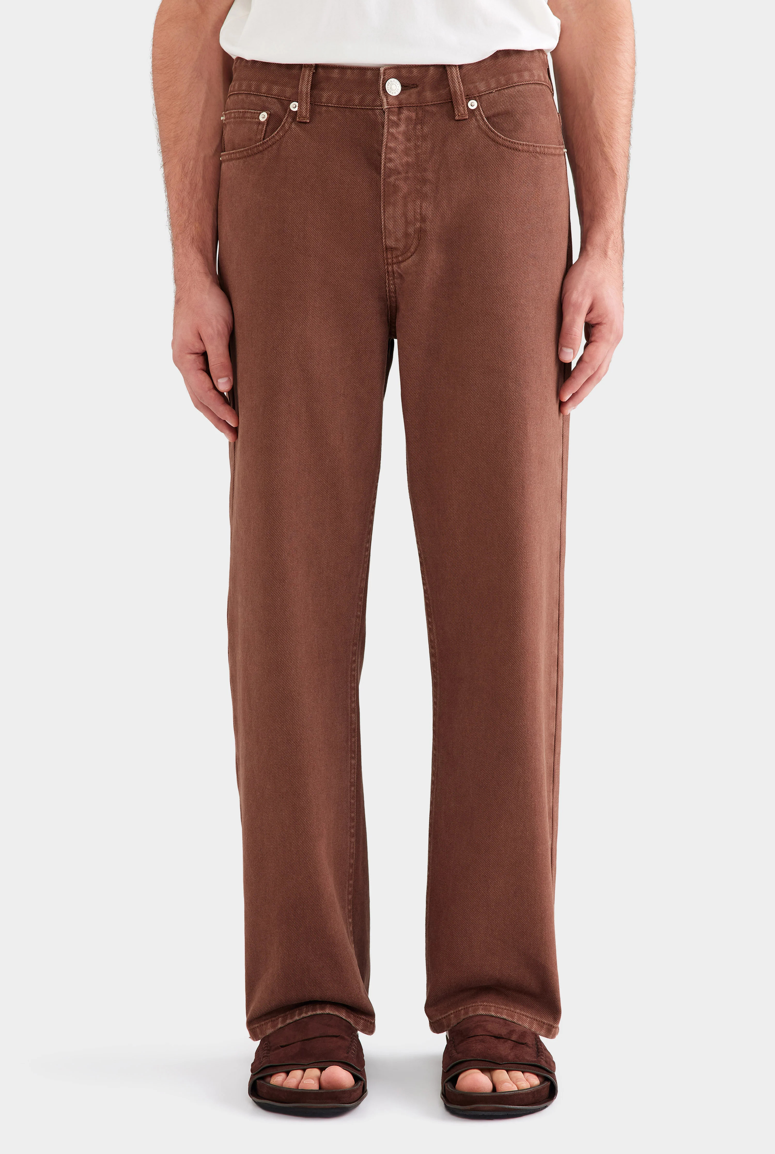 Mens Pigment Dyed Straight Leg Denim Jean in Brown | Venroy | Venroy AU