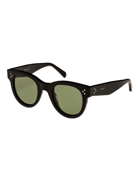 Celine Studded Acetate Sunglasses w/ Mineral Lenses, Black | Neiman Marcus