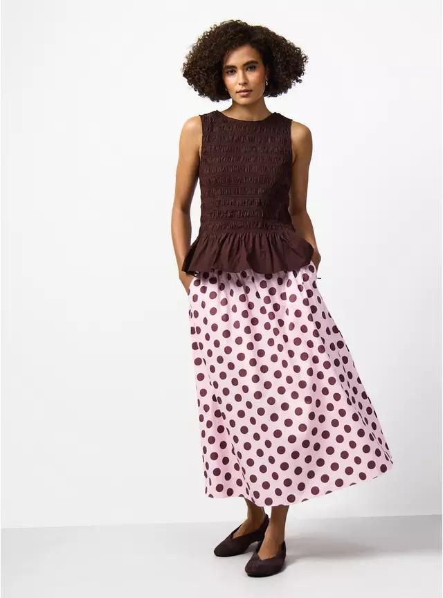Buy Pink Spot Shirred Tie Detail Co-ord Midaxi Skirt 16 | Skirts | Tu | Tu Clothing