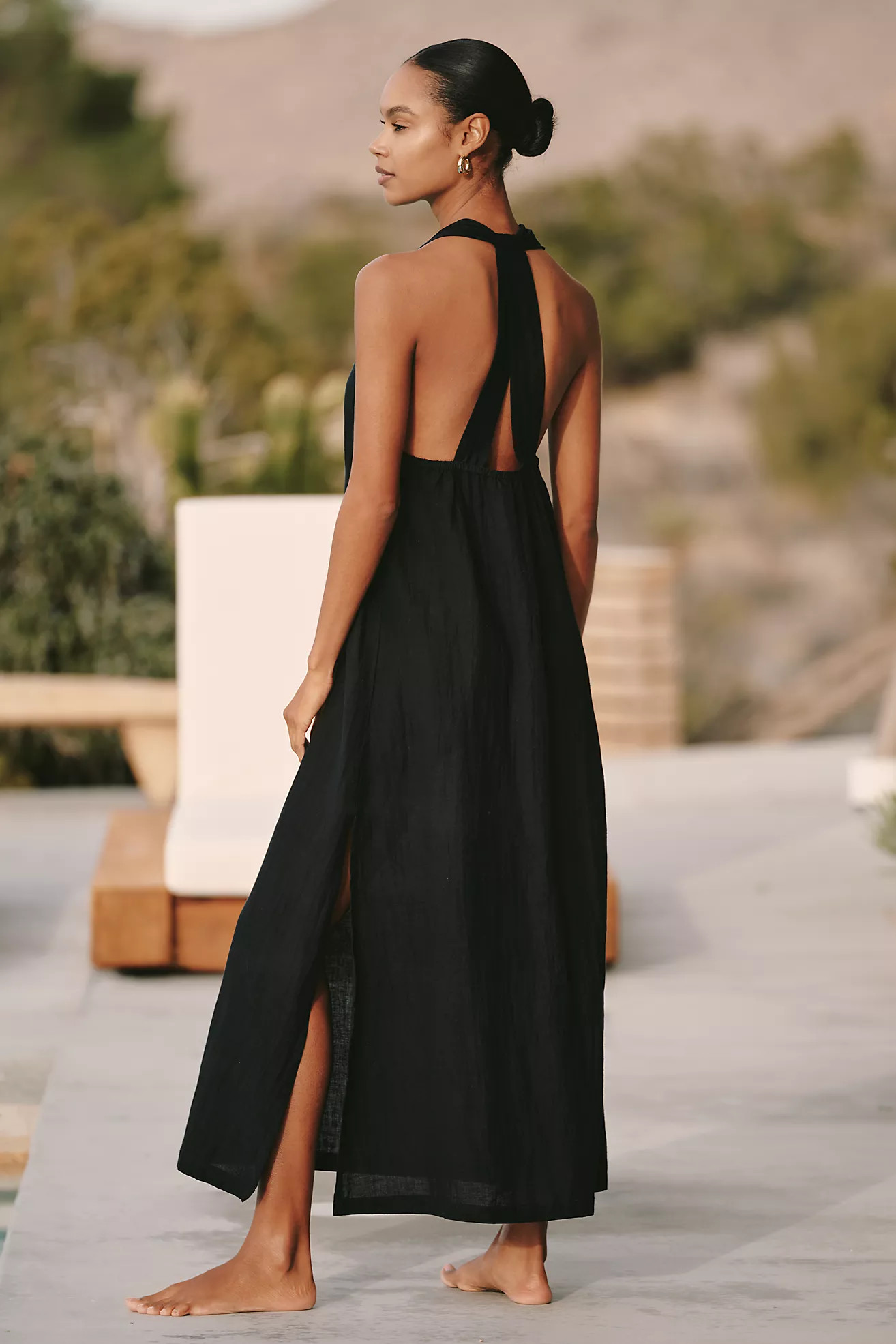 Sanctuary V-Neck Twist Cotton Linen Maxi Dress | Anthropologie (US)