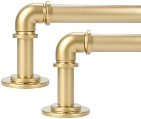 Gold Industrial Curtain Rods 2 Pack,Curtain Rods for Windows 28 to 48 inch(2.3-4ft),1'' Blackout ... | Amazon (US)
