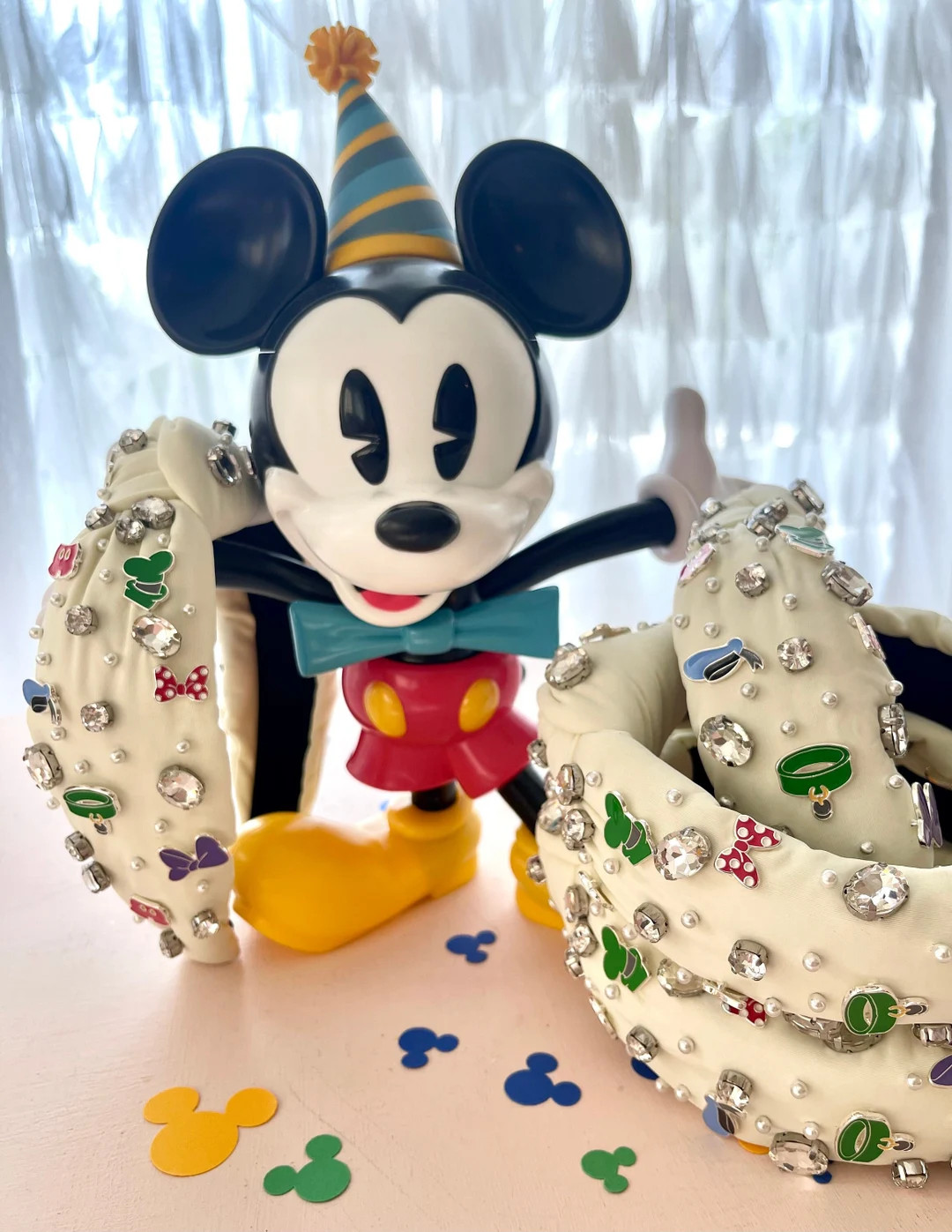 Classic character off white neoprene Charmed glass crystal womens knotted headband | Etsy (US)