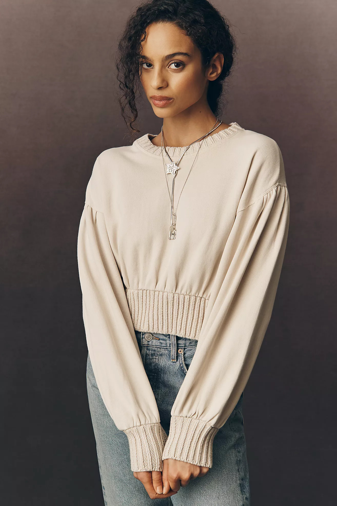 By Anthropologie Ribbed Crop Cotton Sweater | Anthropologie (US)