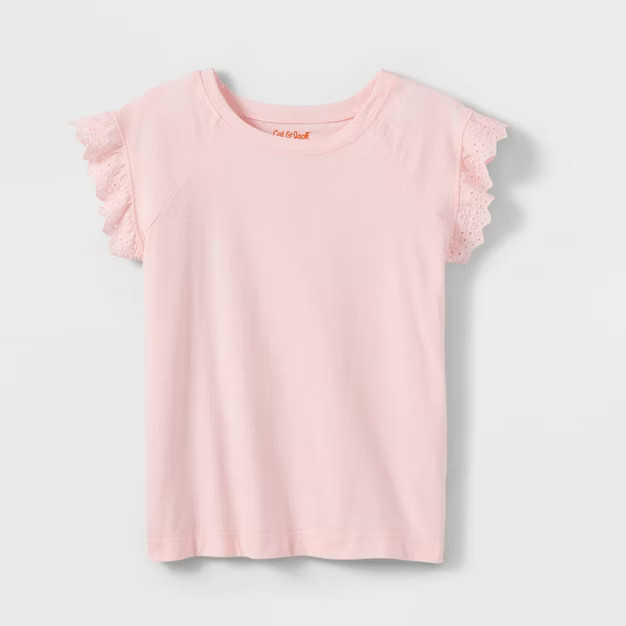 Girls' Short Sleeve Eyelet T-Shirt - Cat & Jack™ | Target