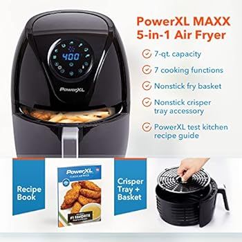 PowerXL Air Fryer 7 QT Maxx Classic , Extra Hot Air Fry, Cook, Crisp, Broil, Roast, Bake, High Gl... | Amazon (US)