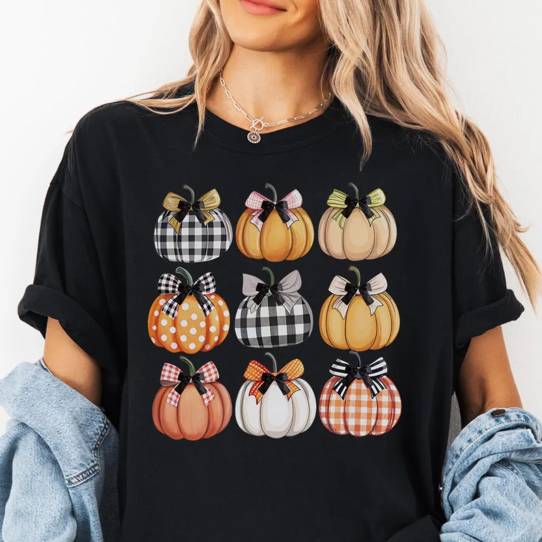 Custom Pumpkin Pullover Fall Seasonal Wear Pumpkins With Stripes Buffalo Plaid Design Gingham Pat... | Etsy (US)