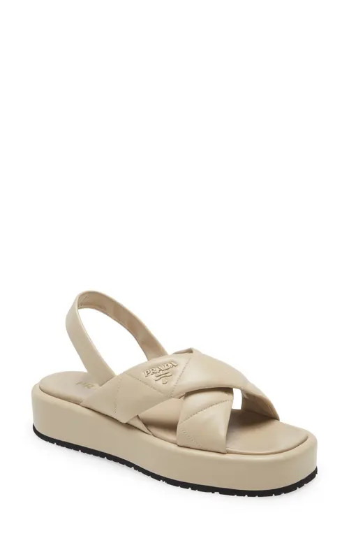 Prada Platform Slingback Sandal in Deserto at Nordstrom, Size 8Us | Nordstrom