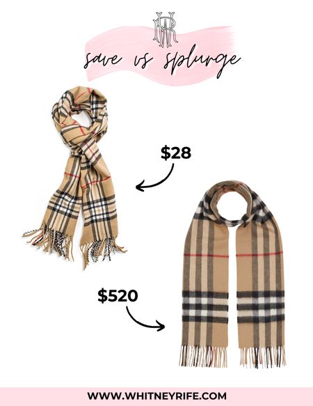 Save vs Splurge
Burberry scarf
Burberry dupe

#LTKunder100 #LTKstyletip #LTKunder50