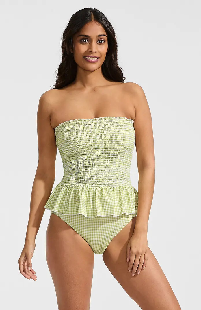 Smocked Bandeau Peplum One Piece Swimsuit | Nordstrom