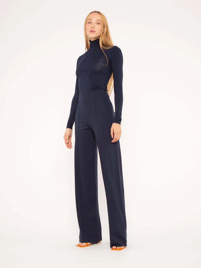 Navy Ponte Knit Straight Leg Pant | Ripley Rader