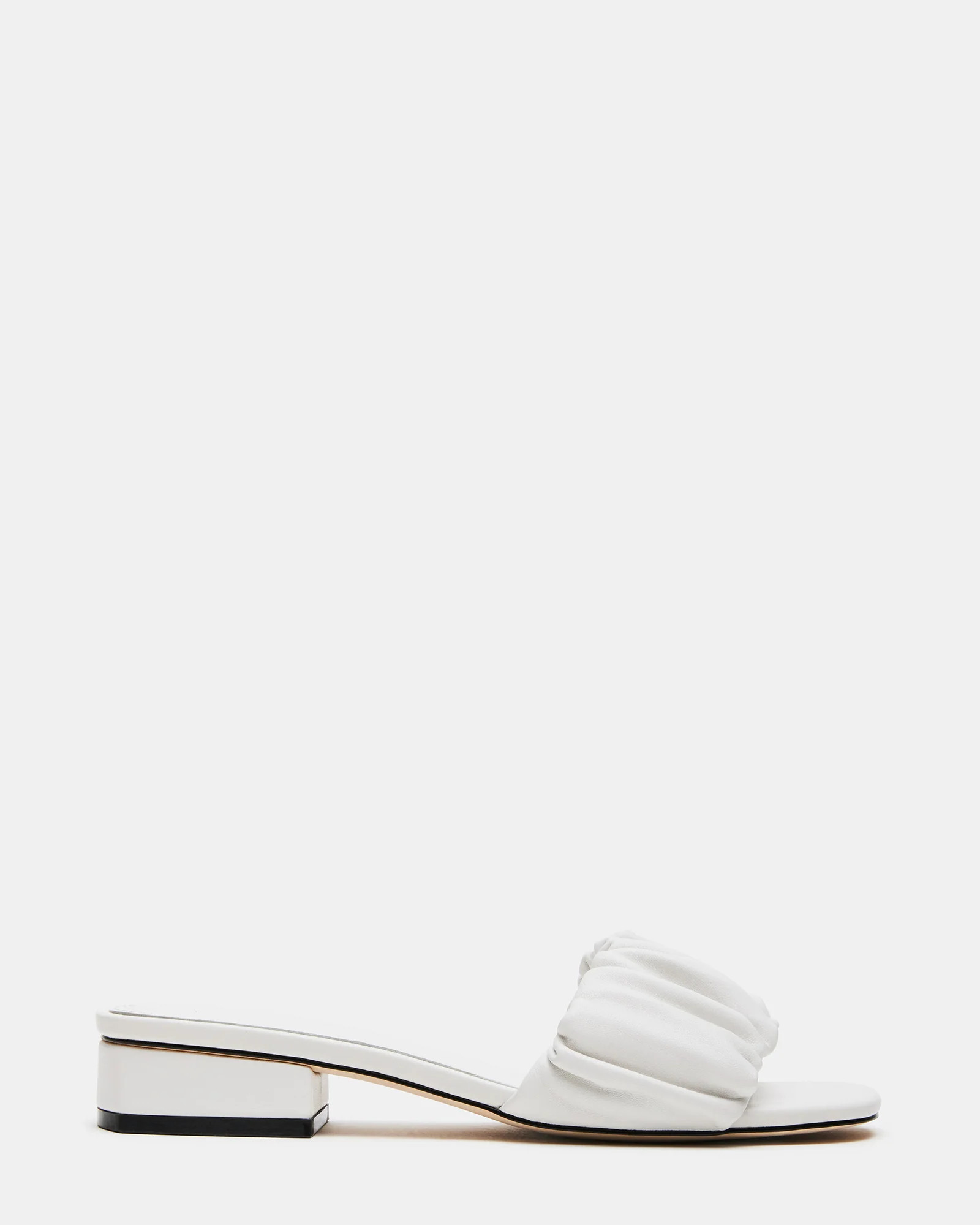 CHARLENE White Leather Mule Sandal | Women's Sandals | Steve Madden (US)