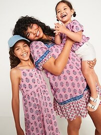 Puff-Sleeve Printed Mini Swing Dress for Women | Old Navy (US)