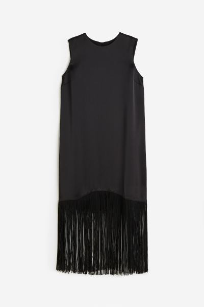 Fringe-trimmed Satin Dress | H&M (US + CA)