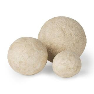 Sunita Set of 3 Beige Paper Mache Orbs | The Home Depot