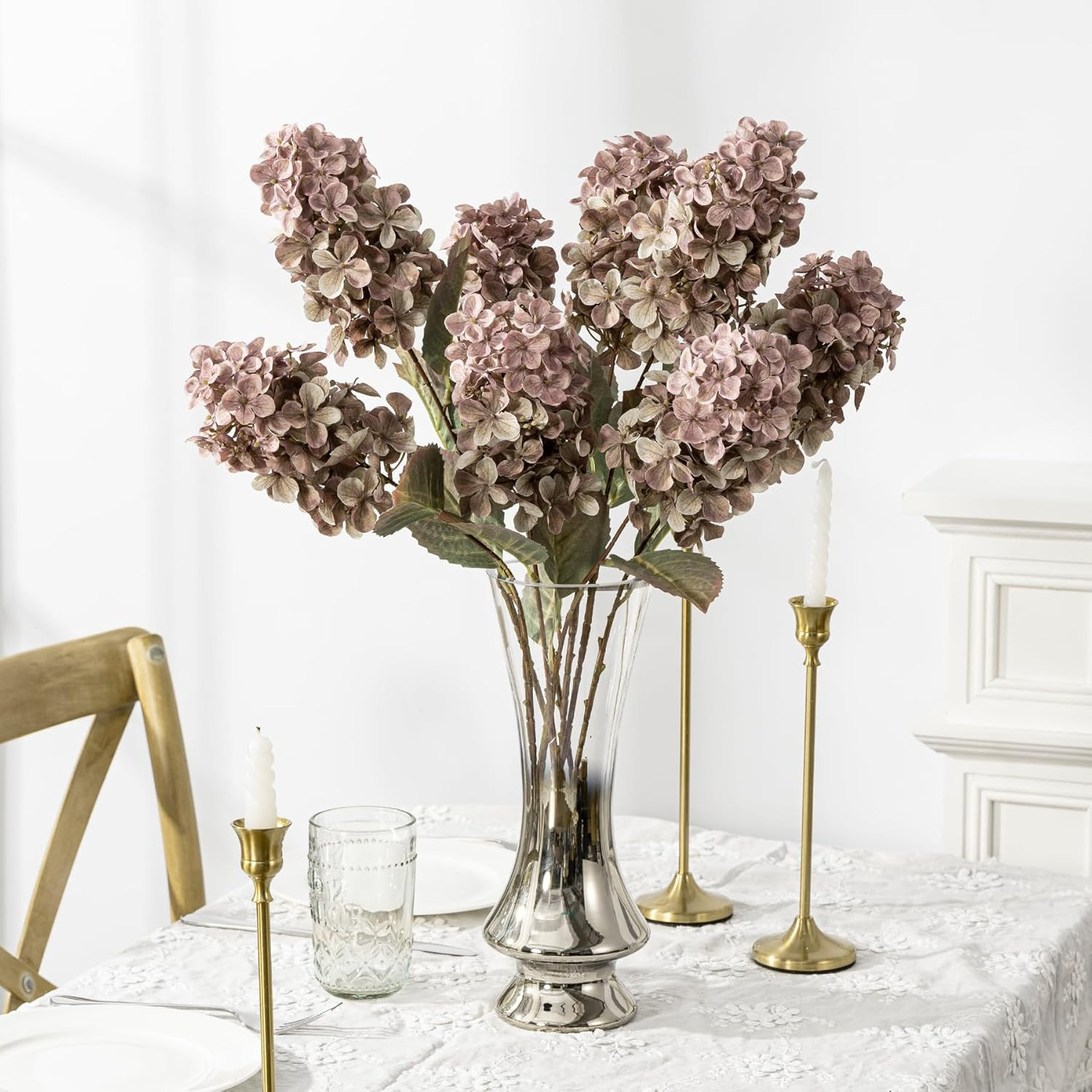 Ttranewsoo Fake Flowers Hydrangea Silk Flowers with Stems,Brown Flowers Fall Hydrangea Artificial... | Amazon (US)