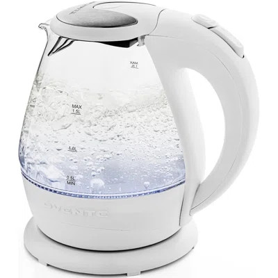 OVENTE 1.5L Glass Electric Kettle with Blue LED Light, 1100W Lighted Countertop Water Heater and Boiler for Coffee or Tea, Auto Shut-Off, Boil Dry Pro | Wayfair North America