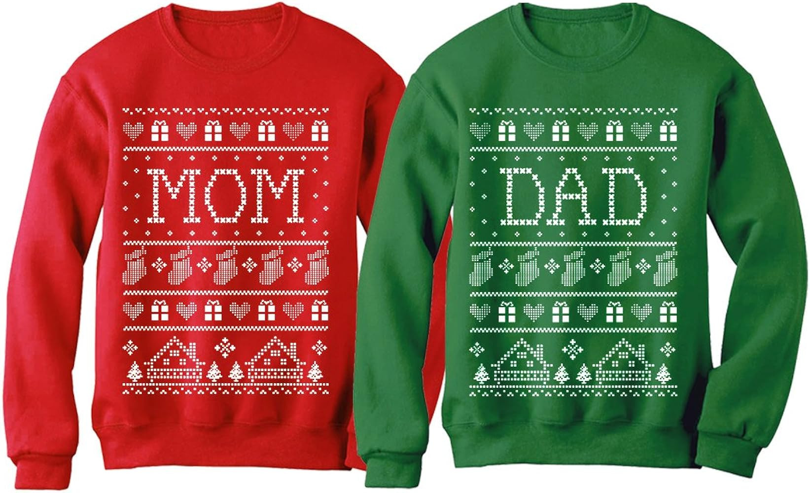 Mom & Dad Matching Ugly Christmas Sweatshirts Matching Couple Set Outfit | Amazon (US)