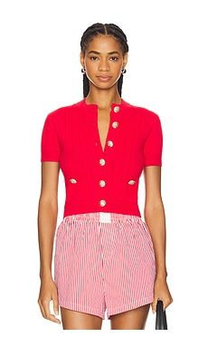 Lovers and Friends Romie Short Sleeve Cardigan in Red from Revolve.com | Revolve Clothing (Global)