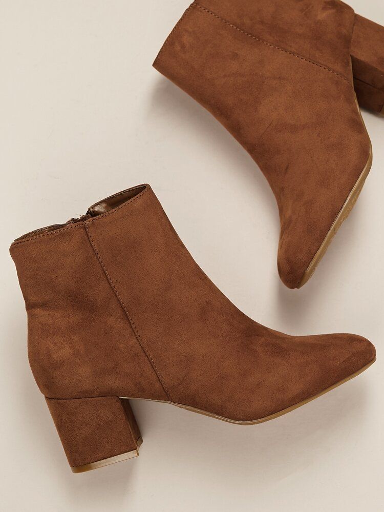 Almond Toe Block Heel Ankle Boots | SHEIN