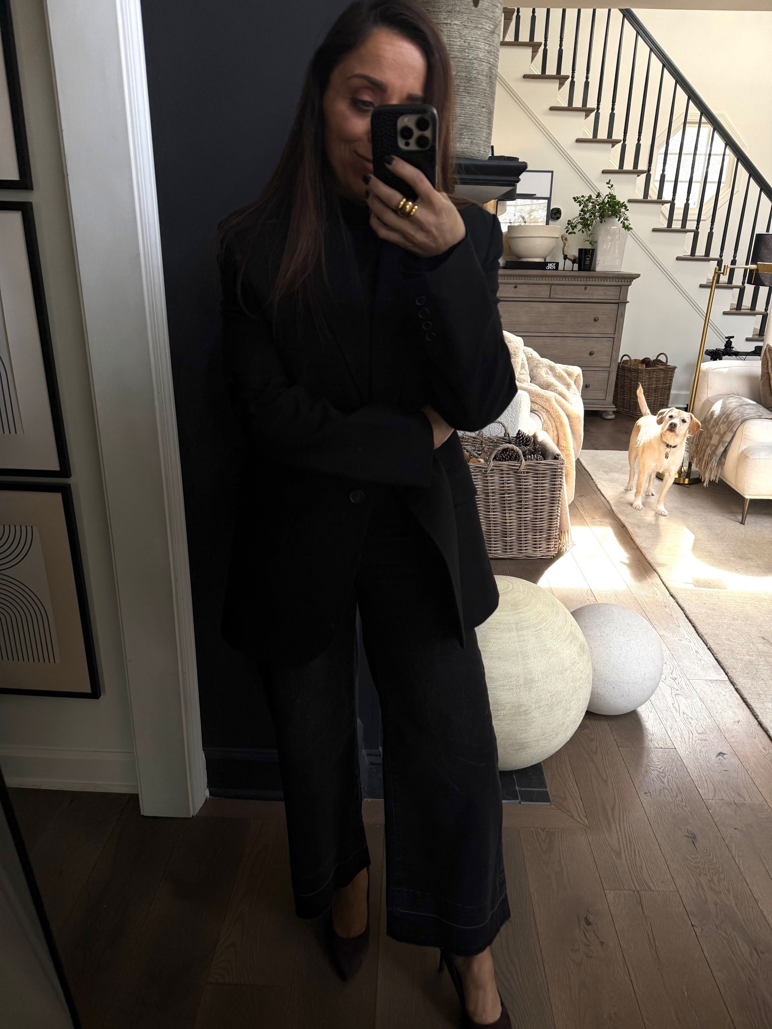 This new blazer and my wide jeans (from Amazon!) are sooo cute but the look on Louis’ face? Priceless!

#LTKootd #LTKdayinmylife #LTKgrwm