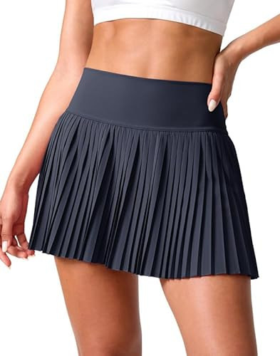 SANTINY Pleated Tennis Golf Skirts for Women with 2 Pockets Navy | Amazon (US)