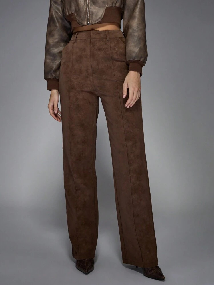 MISSGUIDED Pantalones De Pernera Ancha, Pantalones Formales De Oficina Profesional De Cintura Alta, Pantalones De Negocios De Corte Elegante Para Otoño E Invierno, Con Apariencia Premium Para Ocasiones Formales Y De Noche | SHEIN