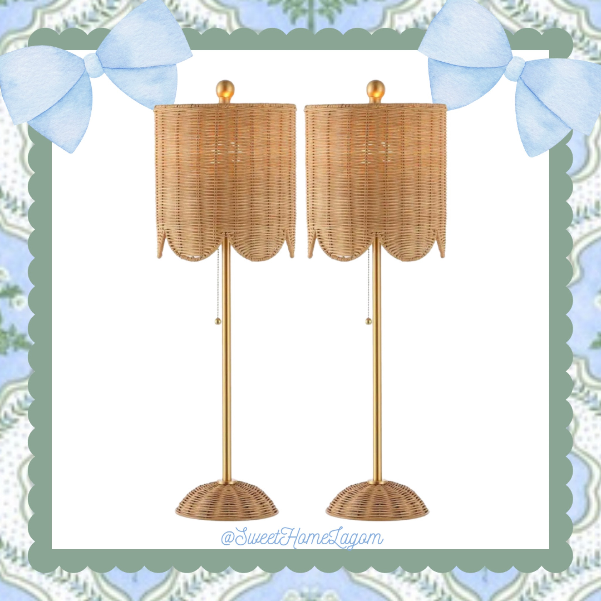 The most perfect scalloped rattan entry or console table lamps! 


decor inspiration | grandmillennial | southern living | chinoiserie | home decor | coastal | traditional | classic | granny chic | blue and white | pink bows | ruffle | preppy style | winter outfit | sneakers | living room | bedroom | jeans | bedding | lilly pulitzer | girly | loveshackfancy 

#LTKhome