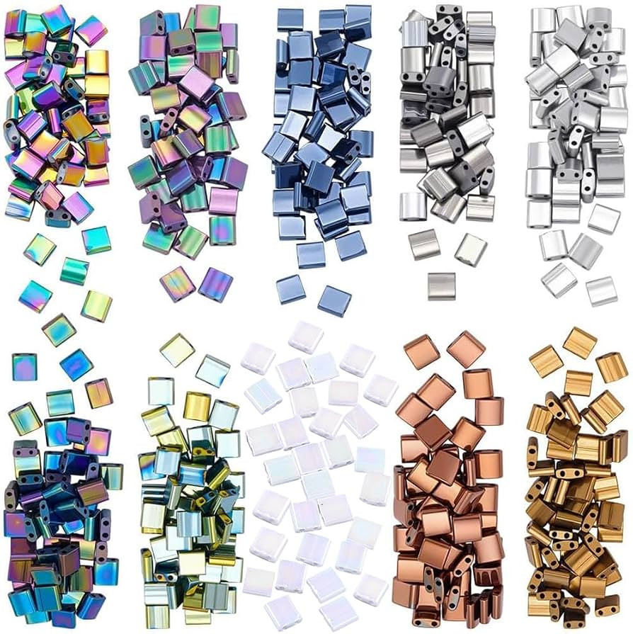 PH PandaHall 500pcs Metallic Tila Beads 10 Colors Tila Glass Seed Beads, 5mm Double Hole Square S... | Amazon (US)